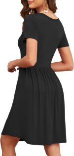 Women's 2025 Summer Short Sleeve Dresses Casual Loose Fit Swing T Shirt Dress V Neck Sundress with Pockets - Image 5