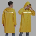 Mens Long Hooded Safety Rain Jacket Waterproof Emergency Raincoat Poncho - Image 3