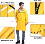 Mens Long Hooded Safety Rain Jacket Waterproof Emergency Raincoat Poncho - Image 4