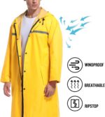 Mens Long Hooded Safety Rain Jacket Waterproof Emergency Raincoat Poncho - Image 6