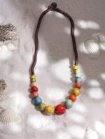 MINACHI Hippie Boho Colorful Ceramic Round Beads Strand Necklace, Bohemian Fashion Statement Jewelry Gift for Women - Image 4
