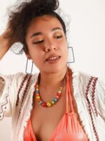 MINACHI Hippie Boho Colorful Ceramic Round Beads Strand Necklace, Bohemian Fashion Statement Jewelry Gift for Women - Image 8