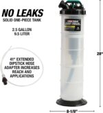 OEMTOOLS 24938 Pneumatic/Manual Fluid Extractor, 2.5 Gallon (9.5L) Oil Extractor Pump, for Coolant, Transmission, and Power Steering Fluid, 2 Dipstick Adapters, 5ft Hose - Image 6