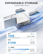 KAMRUI GK3Plus Mini PC, 16GB RAM 512GB M.2 SSD Mini Computers,12th Alder Lake N95 (up to 3.4GHz) Micro PC, 2.5''SSD, Gigabit Ethernet,4K UHD,Three Screen Display, WiFi,BT,VESA/Home/Business Small pc - Image 4