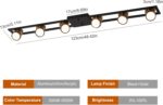 Garwarm Modern Ceiling Light Track Lighting Fixtures, 48.4 Inch Dimmable LED Kitchen Ceiling Light Fixture with Remote 6-Light Black LED Chandelier for Bedroom Dining Room - Image 4