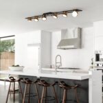 Garwarm Modern Ceiling Light Track Lighting Fixtures, 48.4 Inch Dimmable LED Kitchen Ceiling Light Fixture with Remote 6-Light Black LED Chandelier for Bedroom Dining Room - Image 5