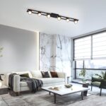 Garwarm Modern Ceiling Light Track Lighting Fixtures, 48.4 Inch Dimmable LED Kitchen Ceiling Light Fixture with Remote 6-Light Black LED Chandelier for Bedroom Dining Room - Image 6