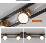 Garwarm Modern Ceiling Light Track Lighting Fixtures, 48.4 Inch Dimmable LED Kitchen Ceiling Light Fixture with Remote 6-Light Black LED Chandelier for Bedroom Dining Room - Image 7