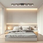 Garwarm Modern Ceiling Light Track Lighting Fixtures, 48.4 Inch Dimmable LED Kitchen Ceiling Light Fixture with Remote 6-Light Black LED Chandelier for Bedroom Dining Room - Image 8