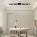 Garwarm Modern Ceiling Light Track Lighting Fixtures, 48.4 Inch Dimmable LED Kitchen Ceiling Light Fixture with Remote 6-Light Black LED Chandelier for Bedroom Dining Room - Image 9