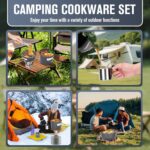 Camping Cookware Set, 16pcs Lightweight Backpacking Mess Kit with Camping Pots and Pans, 2 Cups, Fork Spoon, Survival Cooking Kit for Outdoor Hiking and Picnic - Image 5