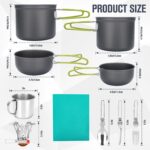 Camping Cookware Set, 16pcs Lightweight Backpacking Mess Kit with Camping Pots and Pans, 2 Cups, Fork Spoon, Survival Cooking Kit for Outdoor Hiking and Picnic - Image 6