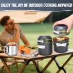 Camping Cookware Set, 16pcs Lightweight Backpacking Mess Kit with Camping Pots and Pans, 2 Cups, Fork Spoon, Survival Cooking Kit for Outdoor Hiking and Picnic - Image 7
