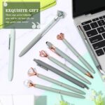 Janmini 9 Pcs Ballpoint Pens Set Metal Crystal Diamond Glitter Pens for Journaling Black Ink Pretty Cute Things Fancy Stationery Gifts for Women Girls Birthday Home Office Desk (Sage Green) - Image 3