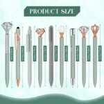 Janmini 9 Pcs Ballpoint Pens Set Metal Crystal Diamond Glitter Pens for Journaling Black Ink Pretty Cute Things Fancy Stationery Gifts for Women Girls Birthday Home Office Desk (Sage Green) - Image 4
