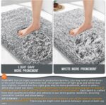 Yimobra Bathroom Rugs Non Slip Washable 24x17, Ultra Soft and Water Absorbent Bath Mats, Plush Fluffy Shower Mat Outside, Microfiber Thick Matts for Bathroom Floor/Sink, Light Gray and White - Image 3