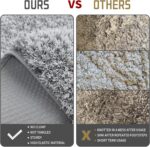 Yimobra Bathroom Rugs Non Slip Washable 24x17, Ultra Soft and Water Absorbent Bath Mats, Plush Fluffy Shower Mat Outside, Microfiber Thick Matts for Bathroom Floor/Sink, Light Gray and White - Image 4