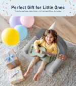 little dove 2-in-1 Kids Couch, Extra Wide Soft Toddler Couch Fold Out, Convertible Kids Sofa to Lounger, Comfy Toddler Chair, Kid Furniture for Playroom, Ideal Gifts for Boys & Girls, Gray - Image 8