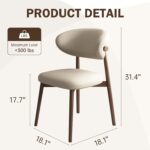 Upholstered Dining Chairs Set of 2,Mid Century Modern Kitchen Chairs with Back and Wood Frame,Faux Leather Dinner Chairs (Light Khaki + Light Walnut Legs, Set of 2) - Image 3