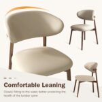 Upholstered Dining Chairs Set of 2,Mid Century Modern Kitchen Chairs with Back and Wood Frame,Faux Leather Dinner Chairs (Light Khaki + Light Walnut Legs, Set of 2) - Image 5