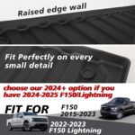 TripleAliners Truck Bed Mat Compatible with 2015-2023 Ford F150 & Lightning Accessories 5.5FT Flush All Weather Protection TPE Heavy Duty Pickup Cargo Mat - Image 6