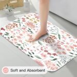 4 Pcs Pink Watercolor Floral Shower Curtain Sets, Pink Shower Curtains with Flower Plant Leaves and Rugs for Spring Summer Bathroom Decor, Botanical Modern Farmhouse Rustic Bathroom Set - Image 6