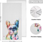 Pfrewn French Bulldog Puppy Hand Towels Set of 2 Watercolor Dog Colorful Art Bathroom Towel 16x30 in Soft Absorbent Guest Bath Towel Kitchen Dish Towel Spa Home Bathroom Decorations - Image 3