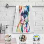 Pfrewn French Bulldog Puppy Hand Towels Set of 2 Watercolor Dog Colorful Art Bathroom Towel 16x30 in Soft Absorbent Guest Bath Towel Kitchen Dish Towel Spa Home Bathroom Decorations - Image 4