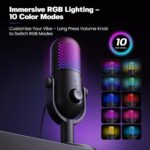 USB Microphone for PC Gaming: Condenser Microphone RGB for Gamer with Stand Mic - Recording Mic for Computer&Laptop with Qiuck Mute - Desk Podcast Mic for Podcast & Singing & Streaming & Youtube Black - Image 3