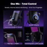 USB Microphone for PC Gaming: Condenser Microphone RGB for Gamer with Stand Mic - Recording Mic for Computer&Laptop with Qiuck Mute - Desk Podcast Mic for Podcast & Singing & Streaming & Youtube Black - Image 5