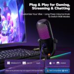 USB Microphone for PC Gaming: Condenser Microphone RGB for Gamer with Stand Mic - Recording Mic for Computer&Laptop with Qiuck Mute - Desk Podcast Mic for Podcast & Singing & Streaming & Youtube Black - Image 6