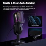 USB Microphone for PC Gaming: Condenser Microphone RGB for Gamer with Stand Mic - Recording Mic for Computer&Laptop with Qiuck Mute - Desk Podcast Mic for Podcast & Singing & Streaming & Youtube Black - Image 7