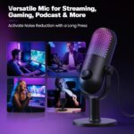 USB Microphone for PC Gaming: Condenser Microphone RGB for Gamer with Stand Mic - Recording Mic for Computer&Laptop with Qiuck Mute - Desk Podcast Mic for Podcast & Singing & Streaming & Youtube Black - Image 8