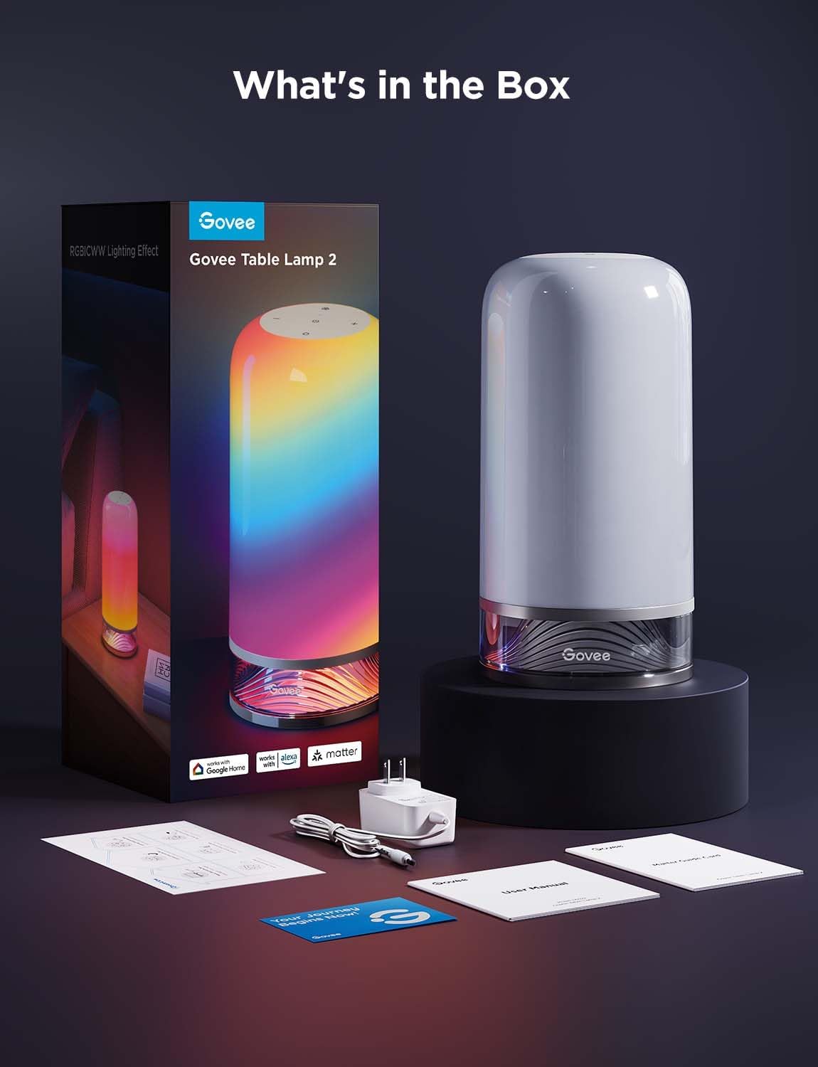 Govee RGBIC Smart Table Lamp 2, Touch Bedside Small Table Lamp Work with Matter, Alexa, LED Desk Lamp with 64 Scene Modes, Color Changing Lamp for Bedroom Living Room Dimmable Night Light(Corded) - Image 10