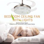 STERREN 42 Inch Crystal Ceiling Fan with Light,Modern Retractable Flush Mount Low Profile Bladeless Chandelier Ceiling Fan with Lights and Remote for Bedroom Living Room Fandelier - Image 5