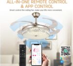 STERREN 42 Inch Crystal Ceiling Fan with Light,Modern Retractable Flush Mount Low Profile Bladeless Chandelier Ceiling Fan with Lights and Remote for Bedroom Living Room Fandelier - Image 6