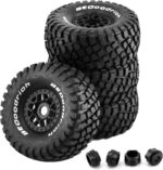 1/8 RC Short Course Truck Tires and Wheels 17mm Hex OD 140mm 1/7 All Terrain Off Road Tyres for 1:7 1:8 RC Buggy Truck Car HSP TRAXXAS UDR DF7 FS Atom ARRMA Mojave YK4072 DF7 4PCS (Black) - Image 2