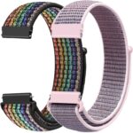 2 Pack Nylon Watch Bands Compatible with 16mm 18mm 19mm 20mm 22mm Watch Bands Quick Release Replacement Wristband, Adjustable Stretchy Straps Fabric Bands for Men Women - Image 2