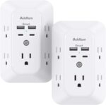 2 Pack Surge Protector Outlet Extender - Addtam 5-Outlet Splitter with 4 USB Wall Charger(2 USB-C Ports), Multi Plug Outlet Power Strip for Home, Dorm Room Essentials - Image 2