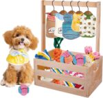 20" x 13" x 9" Wooden Pet Toy Organizer - Multi-Use Dog & Cat Closet and Wardrobe with Hanging Rods, Dog Toy Storage Box, Basket for Dog Toys, Ideal for Dog Cat Toys Clothes Accessories - Image 2