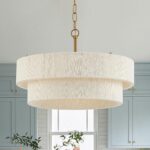 20”Hand Woven Rattan Chandelier Boho Pendant Light Adjustable Coastal Pendant Light for Kitchen Island Dining Living Room, White, UL Listed - Image 2