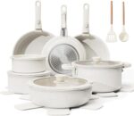 22-Piece Pots and Pans Set Non Stick with Removable Handles, Ceramic Cookware Set, Large-Capacity & Non Toxic, Induction & RV Compatible, Dishwasher Safe, PFAS/PTFE/PFOA Free, White - Image 2