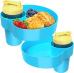 2PCS Kids Car Seat Snack Tray, Travel Tray for Kids Car Seat with Cup Holder, Toddlers Road Trip Essential Travel Snacks Food Plate Tray for Stroller and Safety Seats (Sky blue) - Image 2