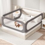 3-Piece Twin Size Bed Rails for Toddlers, with Headboard Rod -Height Adjustable Baby' Safety Bed Rails Guard for Twin Size Bed(3Pack 74.8"x74.8"x39"-Gray) - Image 2
