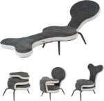 3 in 1 Chaise Lounge Folding Sofa Chair Table Bed, 63 Inches Oversized Comfy Linen Reading Chair for Adults, Convertible Sleeper Chair Rv Couch Sofa for Living Room Bedroom Office Indoor(Grey) - Image 2