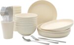 36pcs Reusable Wheat Straw Dinnerware Sets,Unbreakable Dinnerware Cups Plates and Bowls Sets,Durable Kitchenware Dishes Set for Home, Office, Travel,Picnic - Image 2