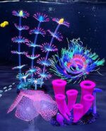 4 Pieces Aquarium Fish Tank Decorations with Glowing Effect, Silicone Glow Artificial Ornament Coral Reef Plants for Aquarium Decoration Small and Large Fish Bowl Decor Accessories - Image 2