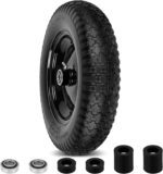 4.80/4.00-8" Flat Free Wheelbarrow Tire and Wheel, 14.5" Universal Fit Solid Tire with 5/8" or 3/4" Bearing, 3"-7" Hub, Adapter Kit Hand Truck Wheel Replacement for 3.50/2.50-8", 4.00-6"nhs etc - Image 2