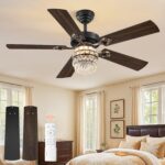 48 Inch Crystal Chandelier Fan with 22w LED, Fandelier Ceiling Fan with Light, Dimmable, 3CCT, 6-Speeds, Quiet DC Motor, Ceiling Fan Chandeliers, Modern Ceiling Fans for Bedroom, Living Room - Image 2