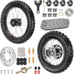 60/100-14 Front & 80/100-12 Rear Wheel Kit 2.50-14 3.00-12 Dirt Bike Tire Rim Assembly Compatible with 110cc 125cc SSR SR125 CRF70 CRF110F KX65 KLX110 PW80 TTR90 TTR110 JR80 DS80 Motorcycle - Image 2
